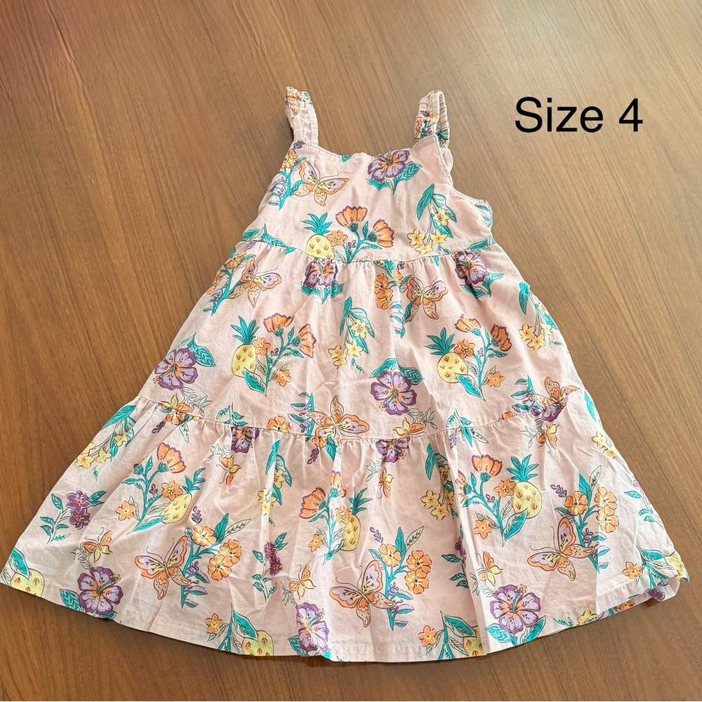 Size 4 Carter's Floral Butterfly Kids Dress - Pink and Purple